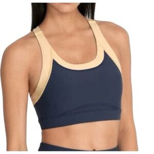 Johnny Was Calme Endurance Color Block Sports Bra NWT, Retail $78 Black and Tan